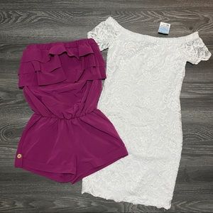 Guess XS Romper & Ambiance White Dress Small lot